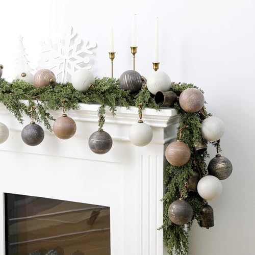 Yunlly 12 Pcs Neutral Christmas Ornament, Bronze Taupe Ivory, 4‘’