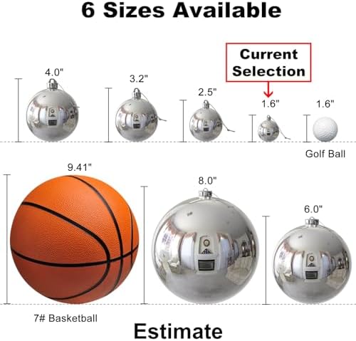 Silver & Red 1.6" Small Christmas Balls Christmas Tree Decoration Ornaments Shatterproof Hanging Balls for Birthday Halloween Holiday Wedding Decorations Set of 18pcs