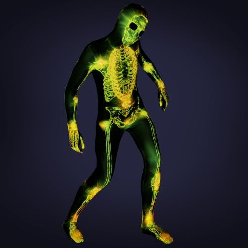 Uisozsfeb Men's Skeleton Costume Glow in Dark Jumpsuit Light Up Bodysuit