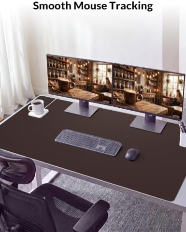 Leather Desk Mat 71" x 15.7", Rich Brown Large Desk Pad Protector