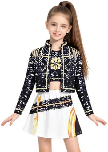 Pop Singer Costume Kids Girls Golden Halloween Costumes with Accessories