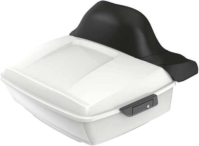 Advanblack Road Glide Tour Trunk Pack Stone Washed White Pearl King Tour Trunk Pack Luggage +Wrap-Around Backrest Pad for '97-'25 Harley Touring Road King Street Glide Electra Glide CVO models
