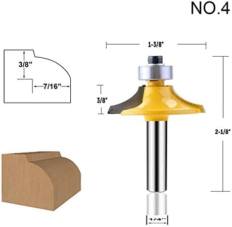 LEATBUY 1/4-Inch Shank Door&Drawer Front Edging Router Bit Set 4 PCS, Woodworking Milling Cutter Tools, Carbide CNC Router Grooving Mill Tool Router Bits Sets (Panel)