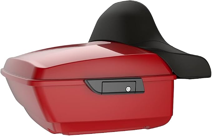 Advanblack Road Glide Tour Trunk Pack Billiard Red King Tour Trunk Pack Luggage +Wrap-Around Backrest Pad for '97-'25 Harley Touring Road King Street Glide Electra Glide CVO models