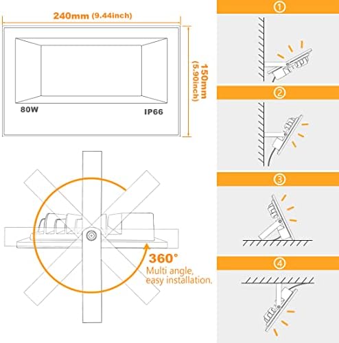 MELPO LED Flood Light Outdoor 800W Equivalent 8000LM RGB Landscape Lighting