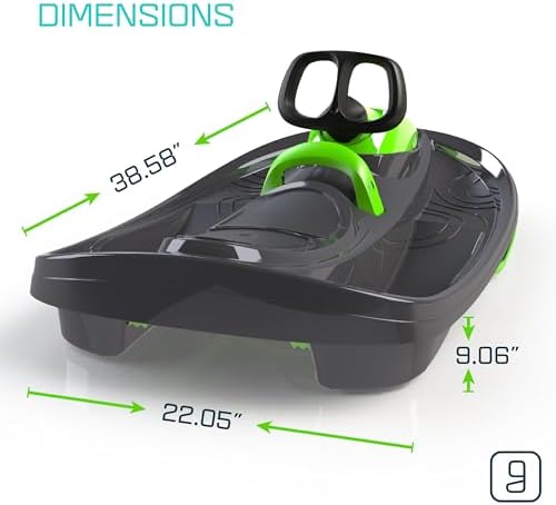 Snow Sled for Kids, Adults - Toboggan Sled, Easy Turning Steering Wheel, Anti-Slip Seat, Pull Up Brake, Durable Plastic Sled, Lightweight, Snow Sleds, Age 3+ 260 lbs