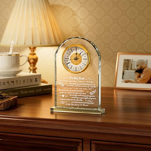 YWHL Birthday Gift for Dad from Daughter Son, to My Dad Glass Clock Gifts