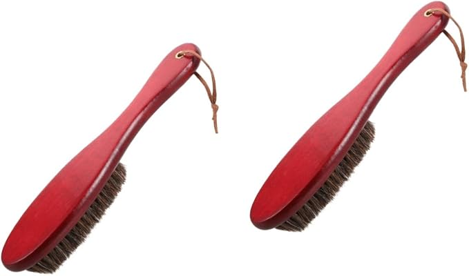 NOLITOY 2pcs Scrub Cleaning Brush Handle Versatile Horsehair and Shoe Clothing Brush for Dust Removal and Polishing