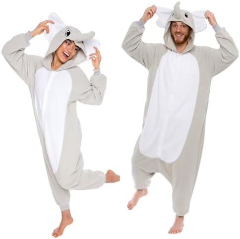 Funziez! Adult Onesie Halloween Costume Animal Dinosaur Shark Unisex Plush One Piece Cosplay Suit for Adults, Men and Women