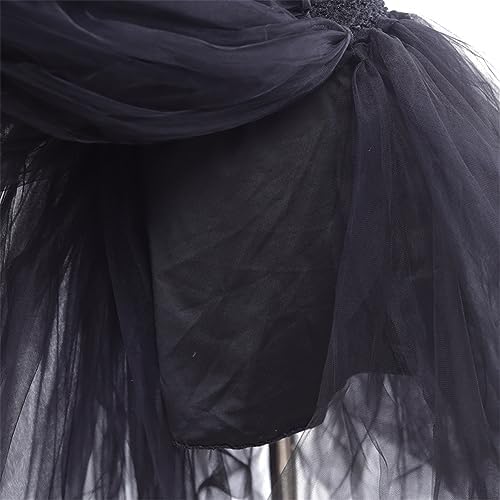 OBEEII Kids Girls Witch Costume Handmade Knitted Tulle Dress Evil Queen Dress Up Costume for Halloween Carnival Cosplay