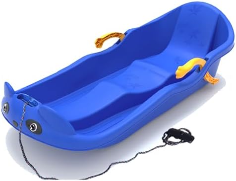Snow Sled for Kids, Two-Person Thickened Sledges with 2 Handles, Frost-Resistant Wear-Resistant Sled with Pull Ropes