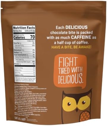 AWAKE - Caffeinated Chocolate Bites - Caramel Milk Chocolate, 50 Pieaces - 50mg Caffeine - Individually Wrapped Energy Bites - Coffee Alternative - Fairtrade, Gluten Free, Non GMO - 0.48oz