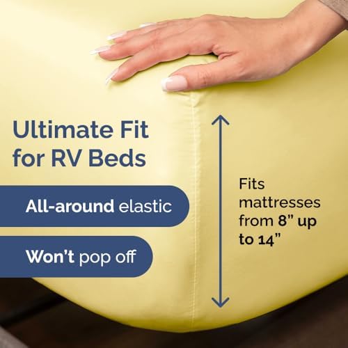 Short Queen Size 4 Piece Bed Sheet Set - RV Short Queen Sheets - Yellow