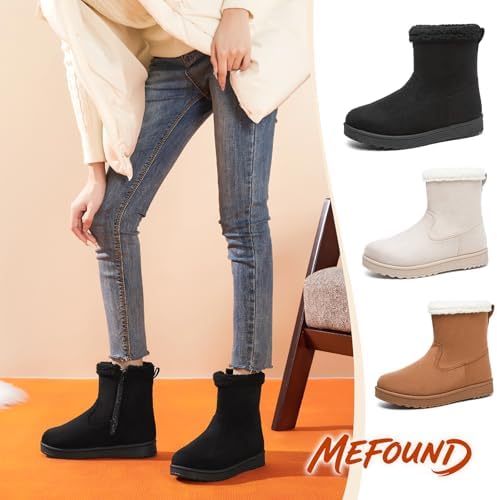 Women's Snow Winter Boots Fuzzy Ankle Booties WithZipper