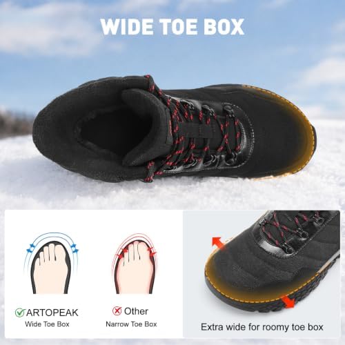 Men's Insulated Winter Snow Boots, Wide Toe Box Warm Walking Boots