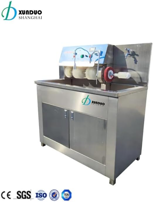 Xunduo Professional Shoe Cleaning Machine, Commercial Stainless Steel, Automatic Brush System with Storage Cabinet