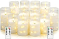 kakoya Flameless LED Candles with Timer 12 Pc Flickering Flameless Candles for Romantic Ambiance and Home Decoration Stable Acrylic Shell,with Embedded Star String，Battery Operated Candles(White)