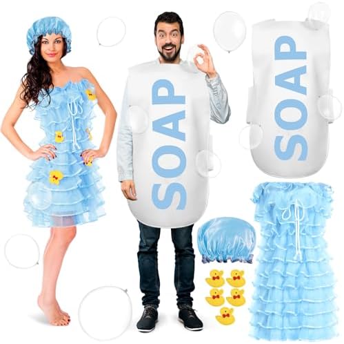 Suhine 23 Pcs Loofah and Soap Costume Set Adults Halloween Couples