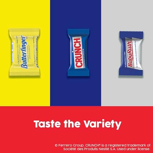 Butterfinger, CRUNCH and Baby Ruth Fun Size, Assorted Candy Bars, Great for Sharing, Bulk 50 Count Variety Pack, 29.7 oz