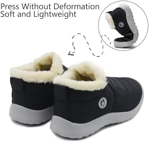Winter Boots for Women Lightweight Comfortable Plush Waterproof Stylish Solid Color Ladies Ankle Shoes