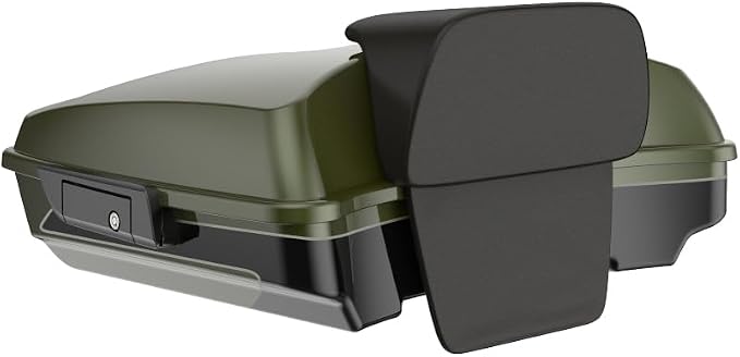 Advanblack Road Glide Olive Steel Metallic/Vivid Black Razor Tour Trunk Pack Backrest Pad for '97-'26 Harley Touring Road King Street Glide Electra Glide CVO models