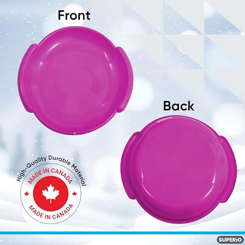 Superio Round Snow Saucer Sled- 24" Plastic Disc Sled for Kids and Adults- Heavy Duty Sled with Handles for Downhill Sledding, Winter Outdoor Sports