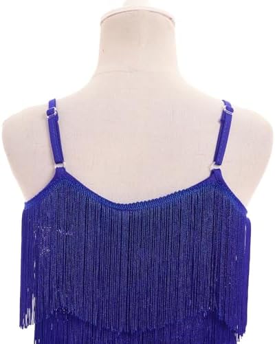 IDOPIP Kids Girls 1920s Flapper Dress Tassels Sequins Fringe Latin Dance Dress Gatsby Halloween Party Ballroom Dance Costumes