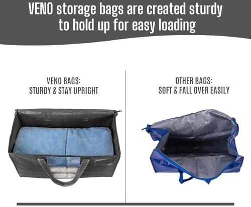VENO Moving Bags, Wide Open Top, Clear Window, Gray, 4 Pack