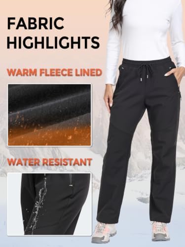 Womens Snow Ski Pants Waterproof Windproof Fleece Lined Warm Hiking Insulated Pants
