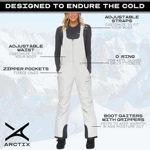 Arctix Women's Essential Insulated Ski Bibs, Water Resistant Snow Pants for Skiing & Snowboarding