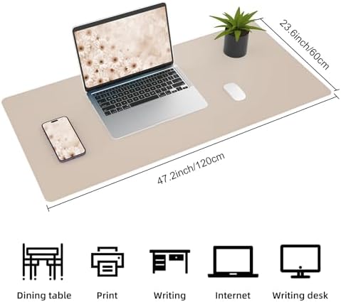 AFIING Cork Desk Mat 47" x 23.6", Dual-Sided Natural Cork & PU Leather Desk Pad, Non-Slip Waterproof Large Mouse Pad for Office, Home & Gaming, Beige