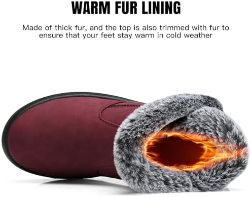 SHIBEVER Winter Snow Boots for Women: Waterproof Ankle Warm Fur Lined Boot