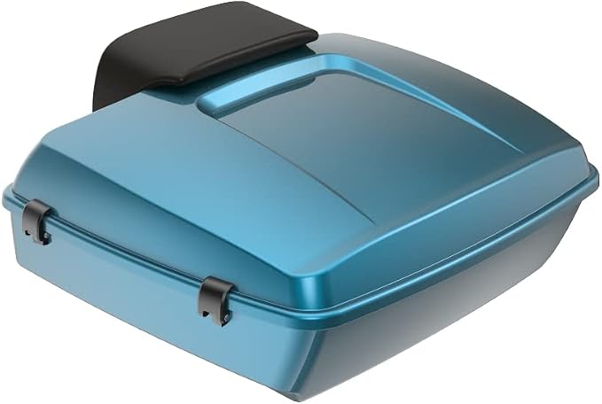 Advanblack Road Glide Tour Trunk Pack Tahitian Teal Chopped Tour Trunk Pack Backrest Pad for '97-'25 Harley Touring Road King Street Glide Electra Glide CVO models