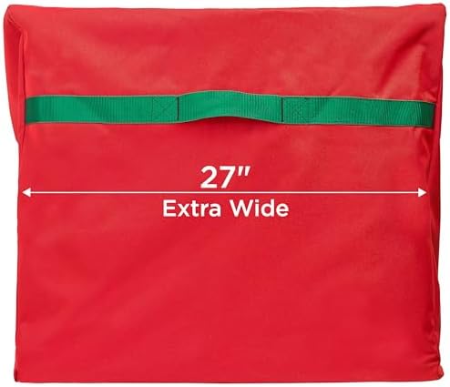 HOLDN’ STORAGE Christmas Tree Bag Heavy Duty 600D Oxford - Christmas Tree Bags Storage Fits Up To 7.5Ft, Extra Wide, Waterproof Storage Bags with Reinforced Handles & Zipper - Red