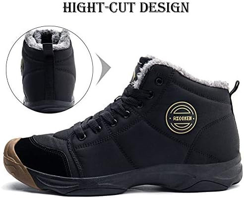 UPSOLO Mens Winter Trekking Snow Boots Water Resistant Shoes Anti-Slip Fully Fur Lined Casual Lightweight Hiking Boot