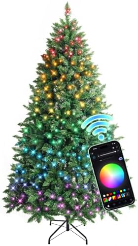 HOLLO STAR 4.5ft Prelit Christmas Tree, Multi-Color RGBW Lights