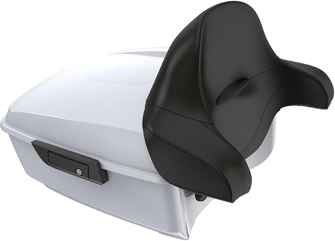 Advanblack Road Glide Tour Trunk Pack Crushed Ice Pearl King Tour Trunk Pack Luggage +Wrap-Around Backrest Pad for '97-'25 Harley Touring Road King Street Glide Electra Glide CVO models