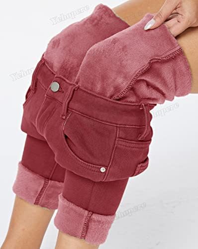 Yehopere Women's Winter Fleece Lined Jeans Slim Fit Warm Skinny High Waist Denim Jean