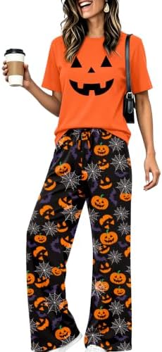 Skull Sets for Women Halloween Bloody Shirts Dancing Skeleton 2 Pc Set