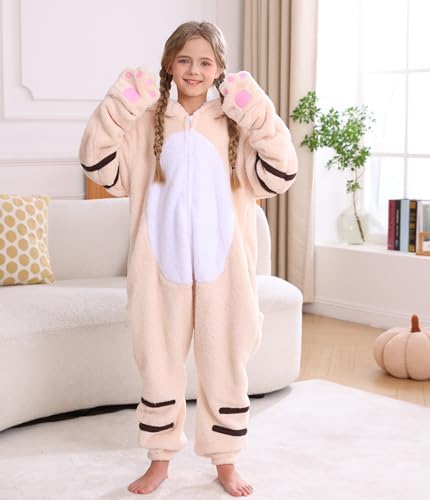 Animal Onesie Pajamas for Kids, Soft Flannel Halloween Cosplay Costume for Boys Girls
