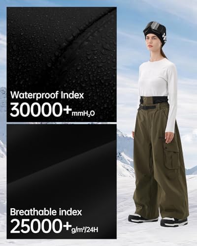Mens Womens Snowbaord Pants 3L Baggy Snow Ski Pants