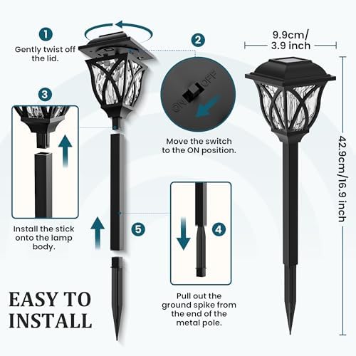 GIGALUMI 8 Pack Solar Lights Outdoor Waterproof, LED Solar Garden Lights