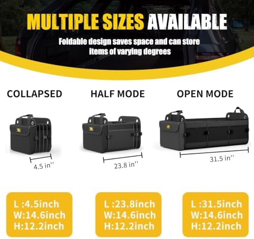 MIKKUPPA Trunk Organizer for SUV - 100L Collapsible Car Organizer, Black