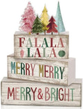 Moucuny 4 Pcs Christmas Table Decorations, Wooden Pastel Christmas Tree