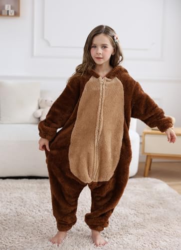 Animal Onesie Pajamas for Kids, Soft Flannel Halloween Cosplay Costume for Boys Girls