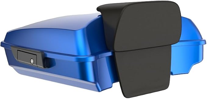 Advanblack Road Glide Tour Trunk Pack Blue Burst Razor Tour Trunk Pack Backrest Pad for '97-'25 Harley Touring Road King Street Glide Electra Glide CVO Models
