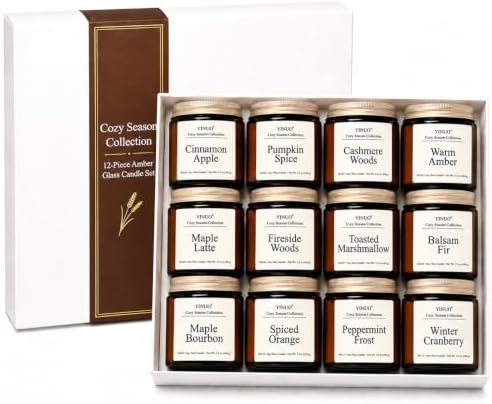 YINUO Fall & Winter Scented Candles for Home, 12 Pack Gift Set, 3.5 oz Each