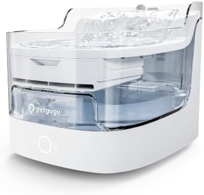 PETGUGU Cat Water Fountain Indoor Cat Fountain with Wireless Pump, 8 Layers Filters, 2L Pet Water Fountain, Automatic Dog Water Dispenser
