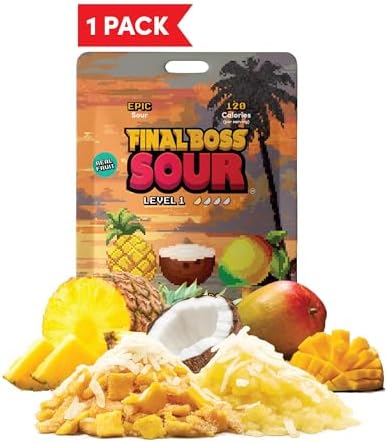 Final Boss Sour Fruit Candy, Sour Piña Colada, Level 1, 1 Pack