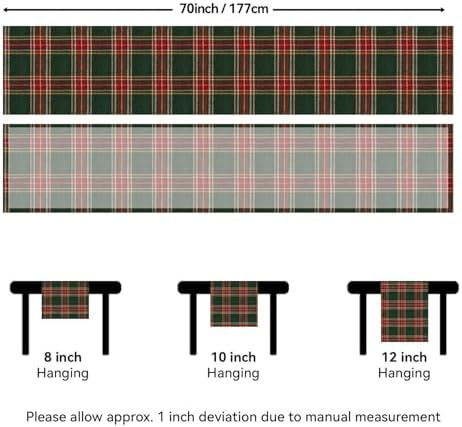 Softalker Christmas Checkered Tartan Table Runner, Green, 13 x 70 Inch